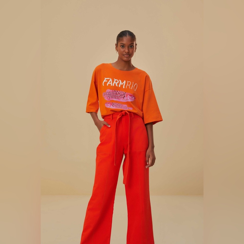 NWT Farm Rio Red Wide Pants - Picture 4 of 6
